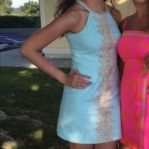 Lilly Pulitzer Light Blue and Gold Dress